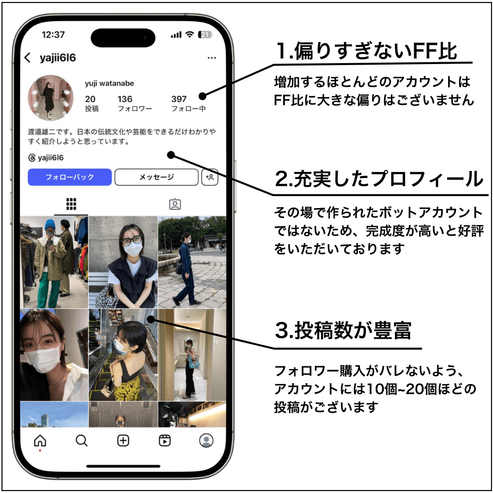 インスタアカウント例の画像